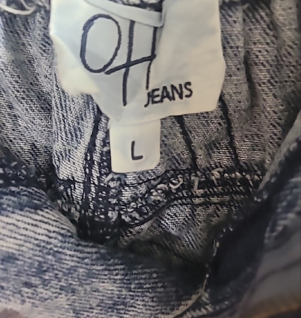 Oli & Hali Jeans Frayed Star Patchwork Light Wash Denim Jeans - Picture 2 of 3